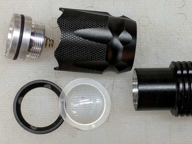 J5-V2 Flashlight - front parts