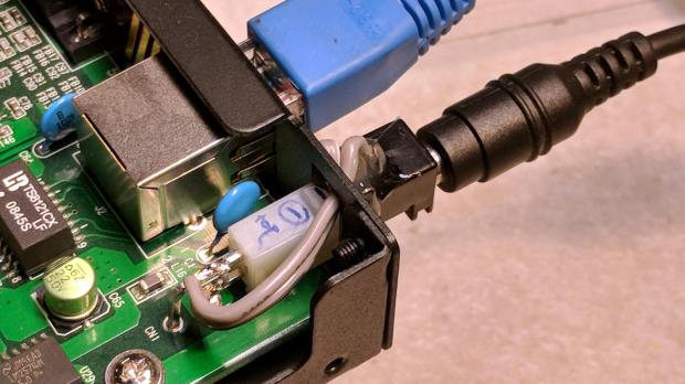 Sena PS410 Serial Server - hacked power jack