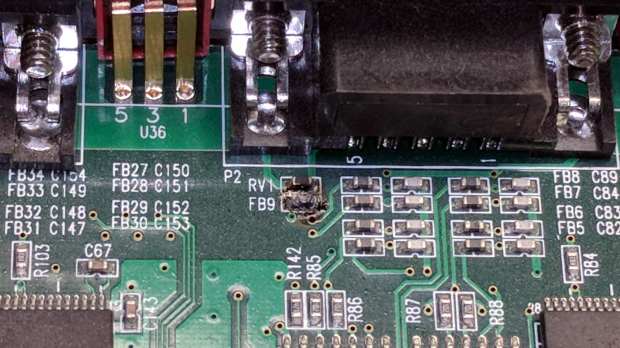 Sena PS410 Serial Server - charred ferrite chip