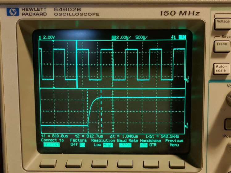 HP 54602 scope serial parameters