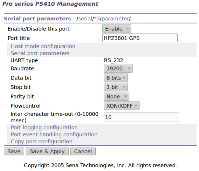 Port 3 - Z3801 serial config