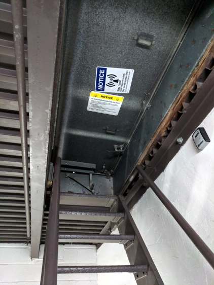 RF Controlled Area - roof access warning
