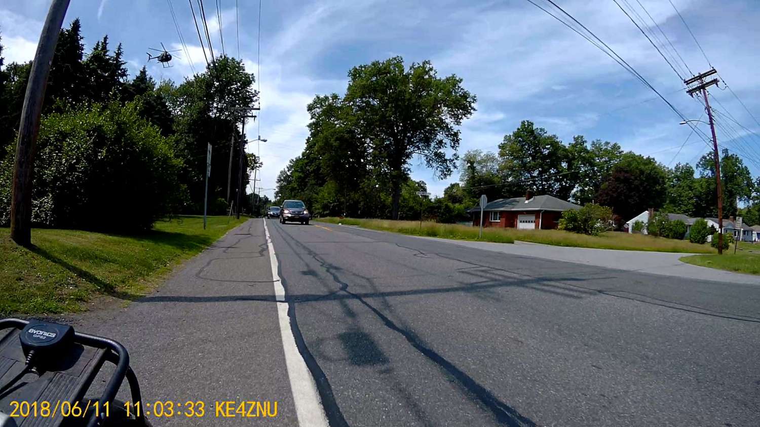 Chopper over power lines - Vassar Rd near Jackson Dr - rear camera - 2018-06-11