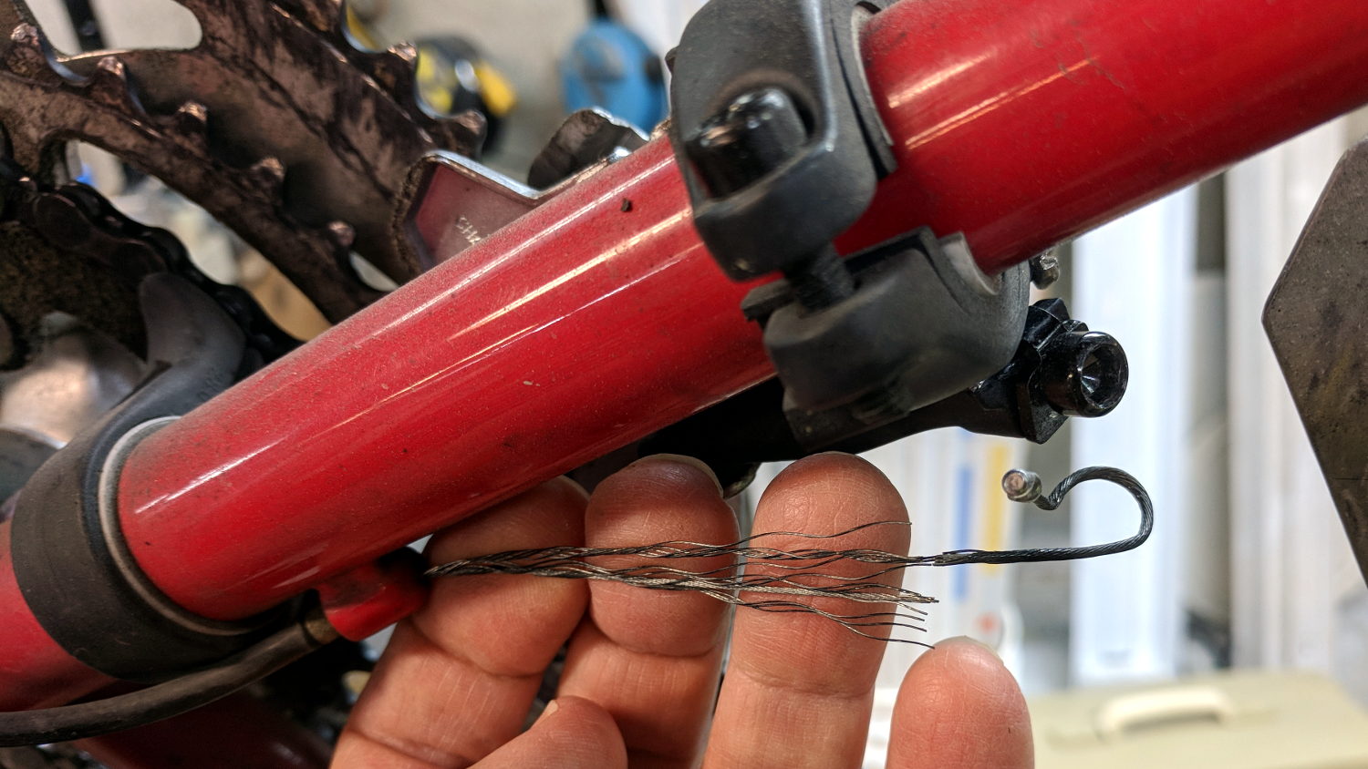 Tour Easy Front Derailleur Cable - frayed