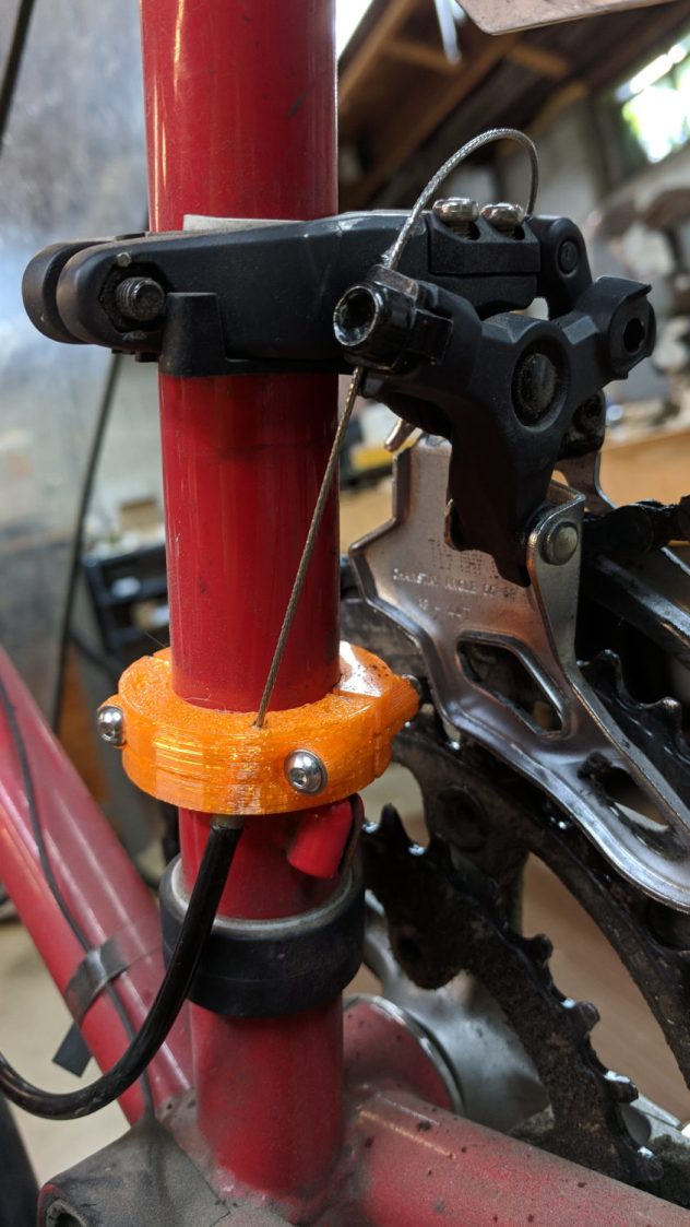 Tour Easy Front Derailleur Cable Clamp - installed