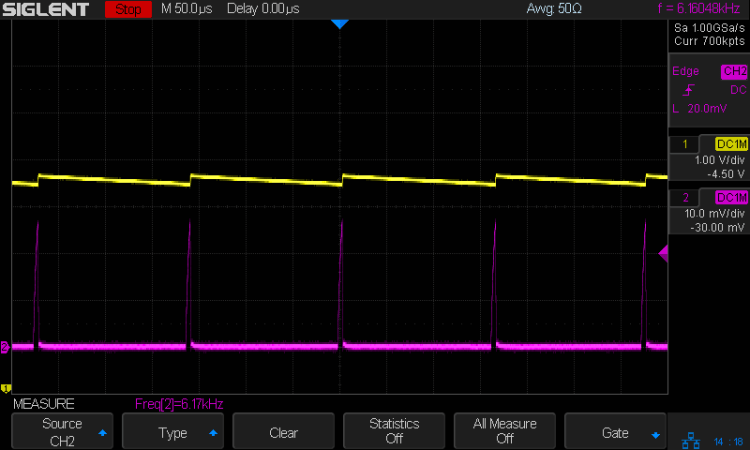 Small Sun flashlight - V boost I 200mA-div - idle