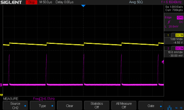 Small Sun flashlight - V boost I 200mA-div - idle