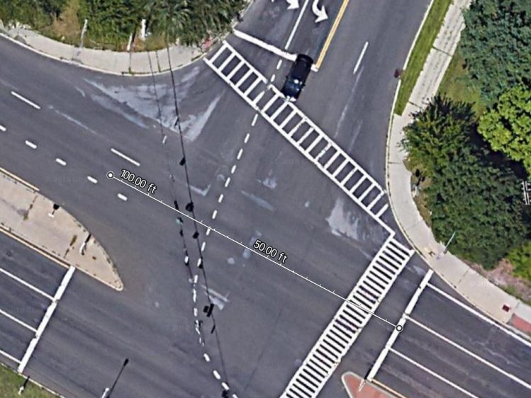 Burnett at Rt 55 - Distance along Rt 55