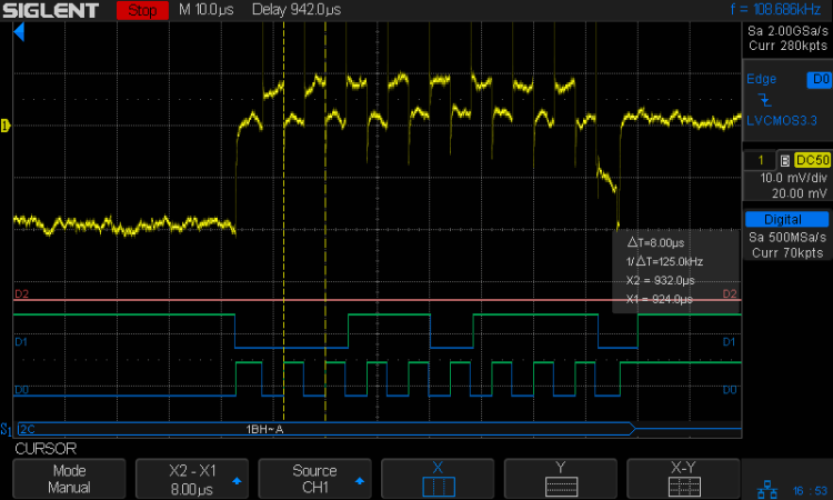 I2C 200kHz - actual 125kHz