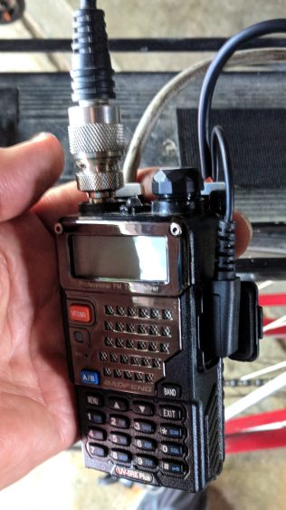 Baofeng headset wire plate - in use