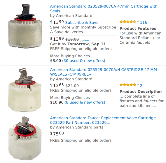 Amazon - American Standard Faucet Valves