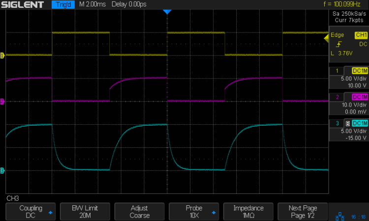 NPN - 100 Hz - 2.2k 2.2k 2x78nF - Vc Vcap