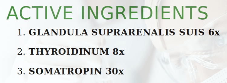 Somaderm homeopathic HGH - Active Ingredients
