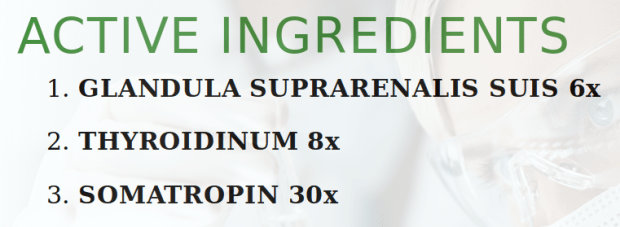 Somaderm homeopathic HGH - Active Ingredients