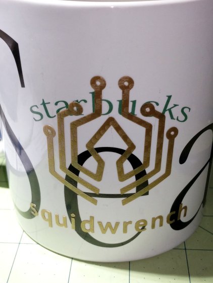 MPCNC Vinyl Cutting - Squidwrench logo on mug
