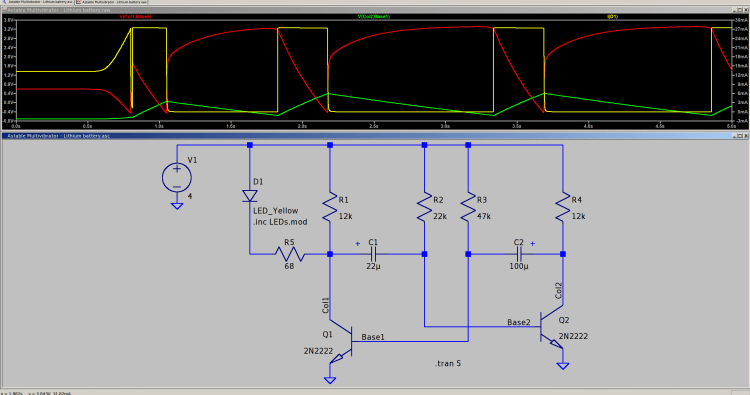 Astable - 2N2222 cap voltages