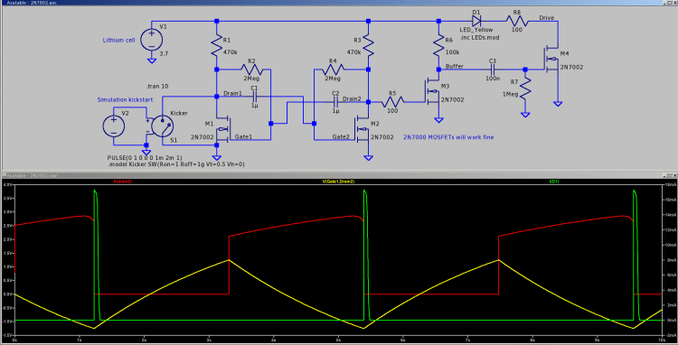 Astable - 2N7000 buffered
