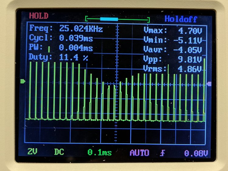 DSO150 - pulse 25 kHz 100 us-div