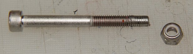 Galled stainless steel cap screw and nyloc nut
