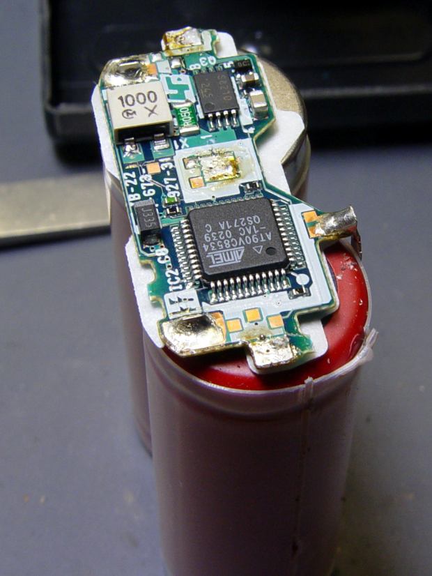 Sony NP-FM50 battery - PCB center tab joint