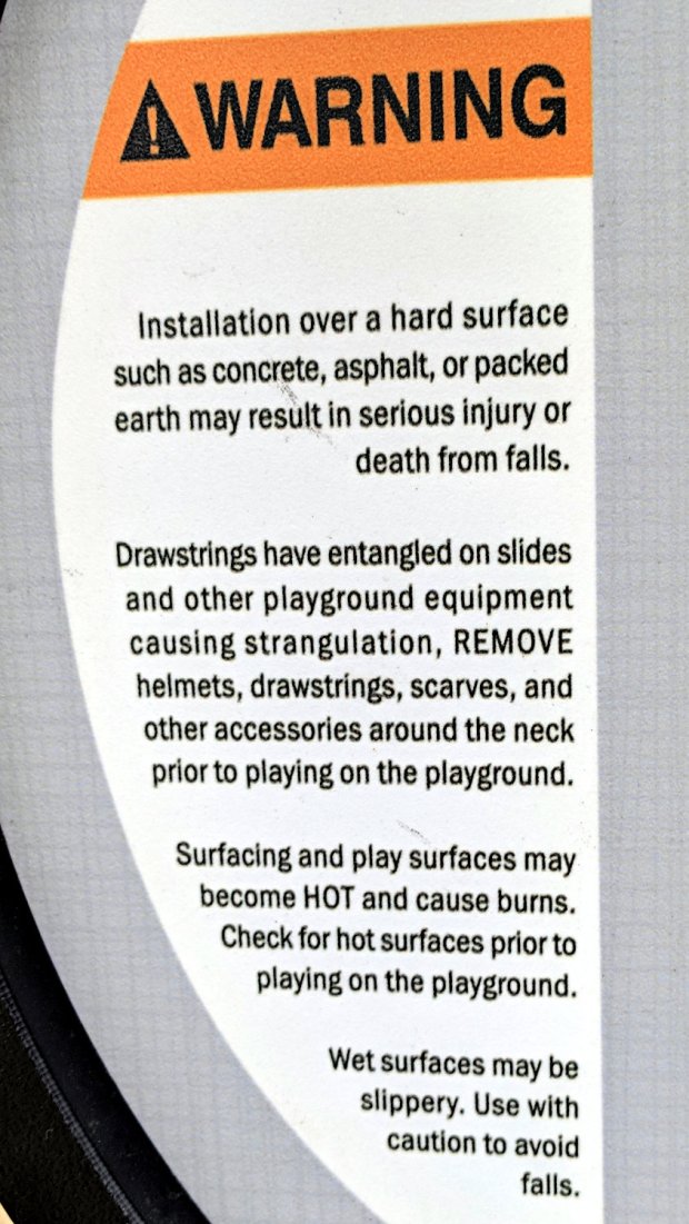 Playground warning sign - detail