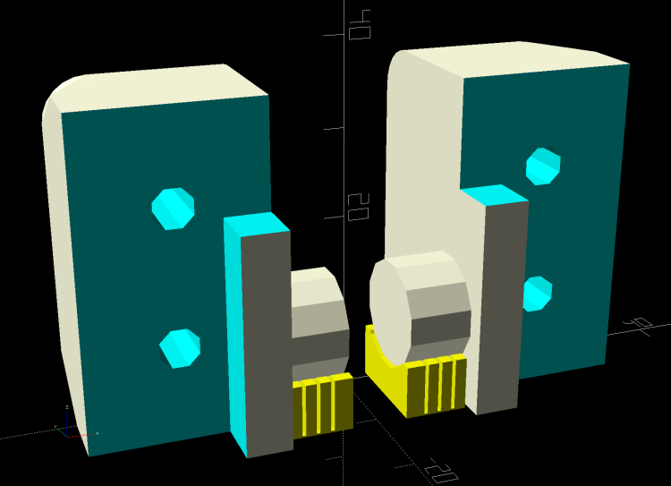 Rolling Cart Hinges - solid model - bottom