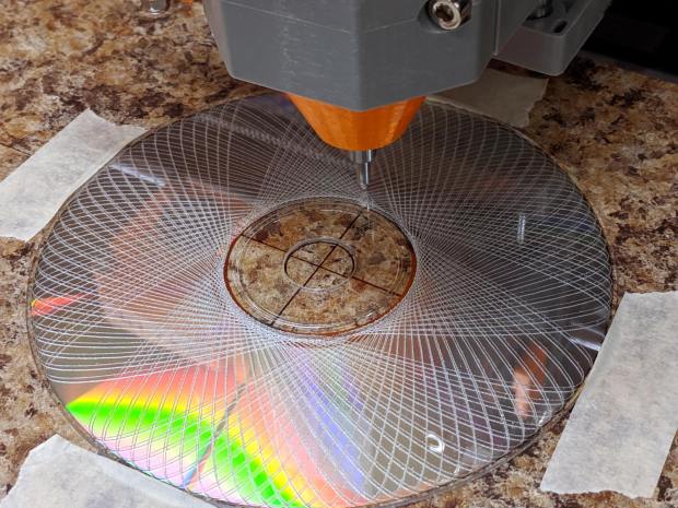 CNC 3018-Pro - CD taped to platform