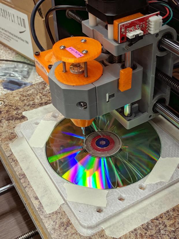 CNC 3018-Pro - CD fixture - taped