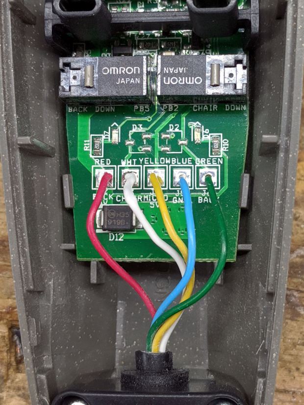 Pride lift chair control - cable entry