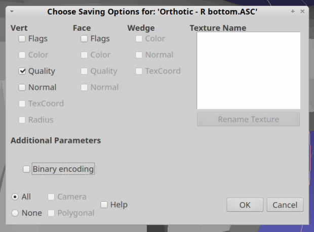 Meshlab PLY file export - unchecked Binary Encoding