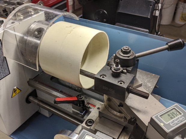 PVC fitting - boring setup