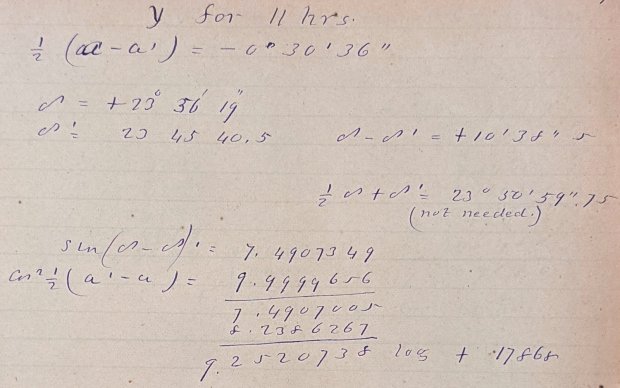 Mitchell 8.6 p9 - Occultation of 1253 BAC at 11 hrs - calculation detail 1