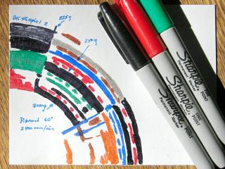 Diamond-Drag Styrene Engraving: Sanded Sharpie&nbsp;Colors