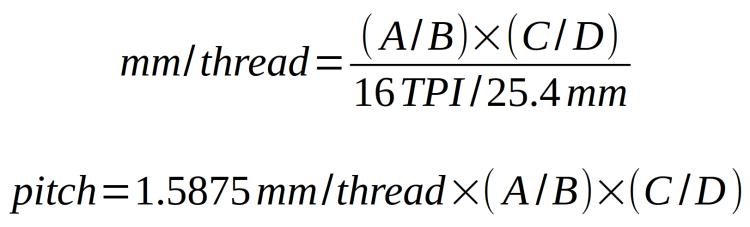 Mini-lathe - metric thread equation