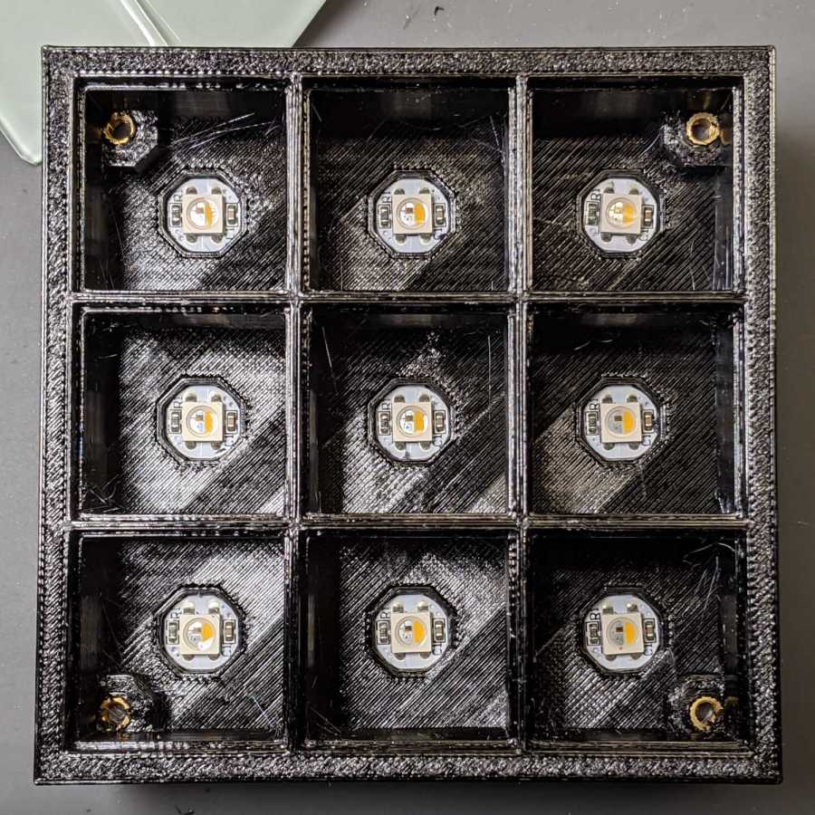 Glass Tile Frame - 3x3 - press-fit SK6812 LEDs