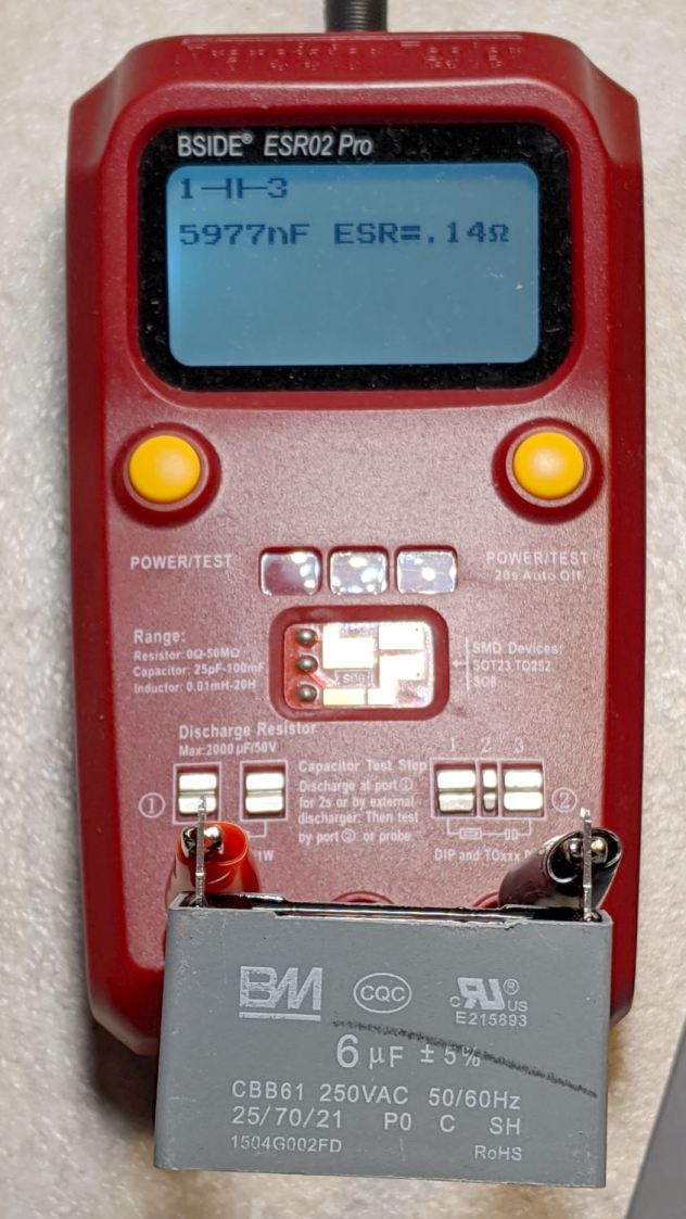 Scrap Dehumidifier Blower Motor - 6 uF cap test