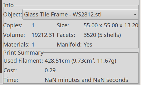 Slic3r - NaN time estimate