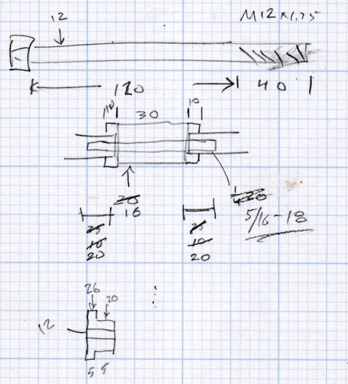ER Collets - MT3 drawbar bolt - dimension doodles