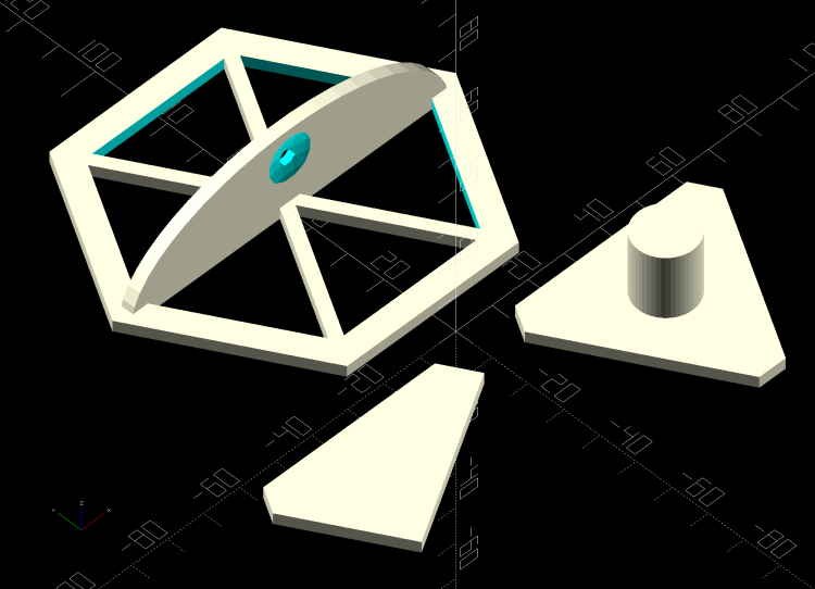 Quilting Hex Template - family - knobless half-triangle