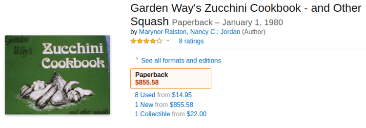 Garden Way Zucchini Cookbook - Amazon listing