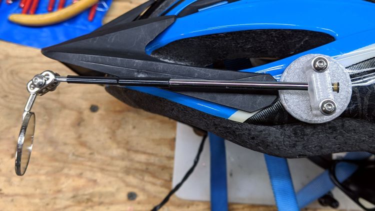 Helmet Mirror Ball Mount - on helmet