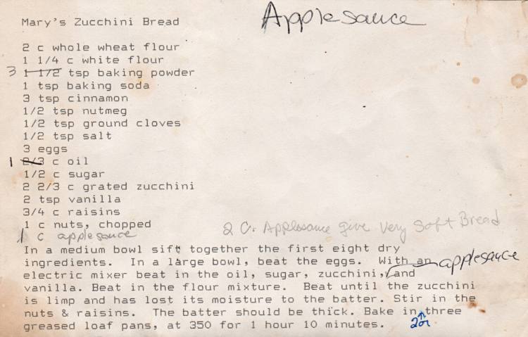 Mary's Zucchini Bread Recipe