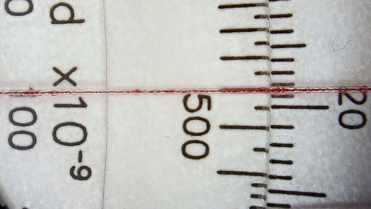 Tek CC Cursor - red cursor white laser decks - magnified