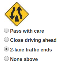 Driving class - lane reductIon