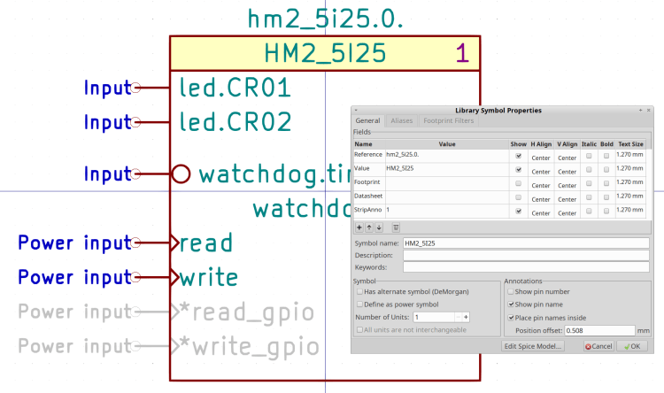 Kicad Symbol Properties - HM2_5I25