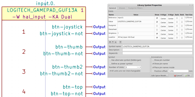 Kicad Symbol Properties - Logitech gamepad