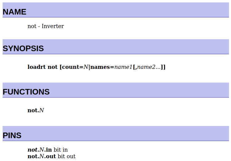 LinuxCNC HAL component - NOT