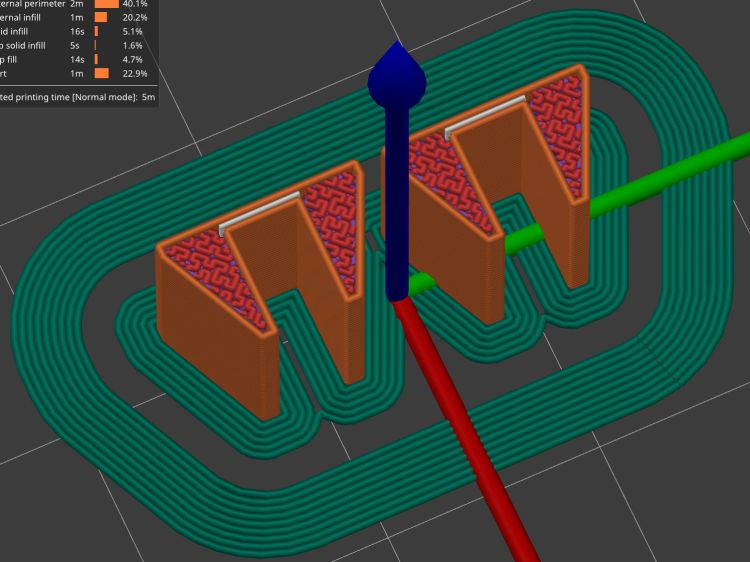 Brake Magnet Mount - PrusaSlicer prevew