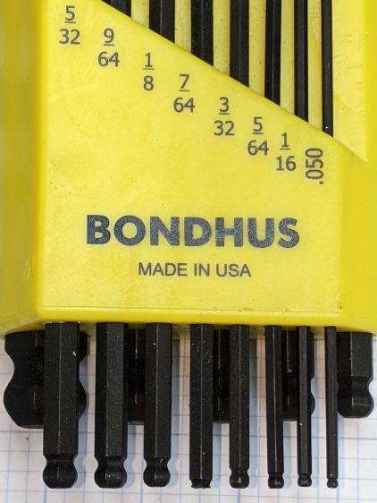 Bondhus hex wrenches - missing 7-64 ball