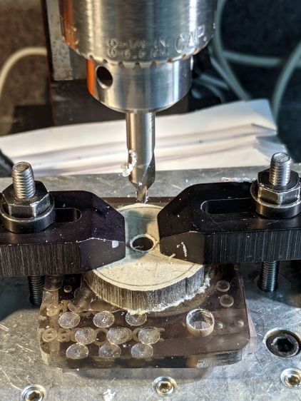 Pipe end lathe fixture - center drilling